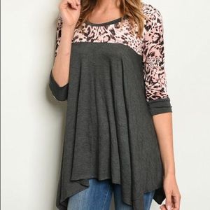 Grey Panther Print Top